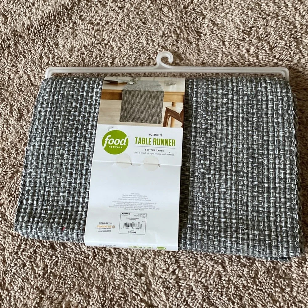 NWT Food Network Wabash Gray Woven Table Runner - Picture 3 of 4